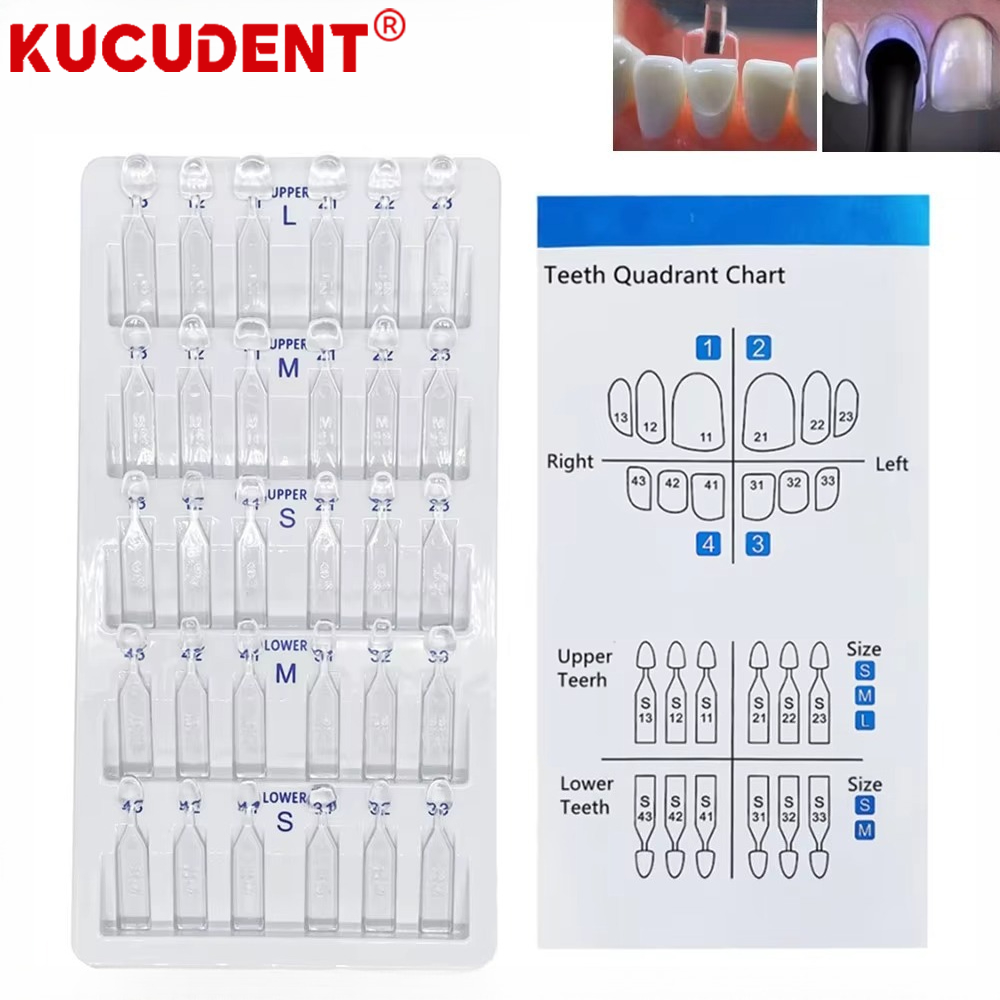 Teeth Whitening Moulds - 30-teiliges Set Dental-Furnier-Formen-Kit für Komposit-Furniere, lichthärtende