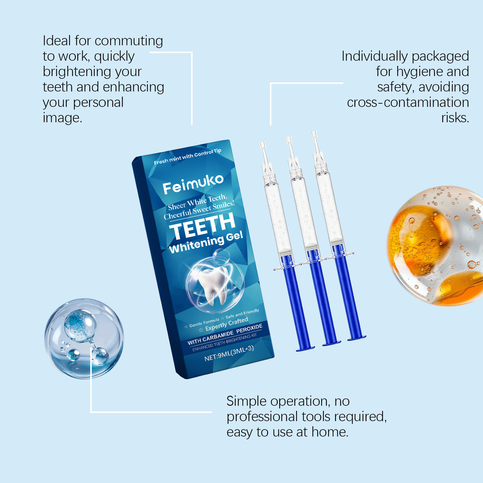 Feimuko Zahnaufhellungs-Gel, 3 – Teeth Whitening Kit Bewertung und Preis